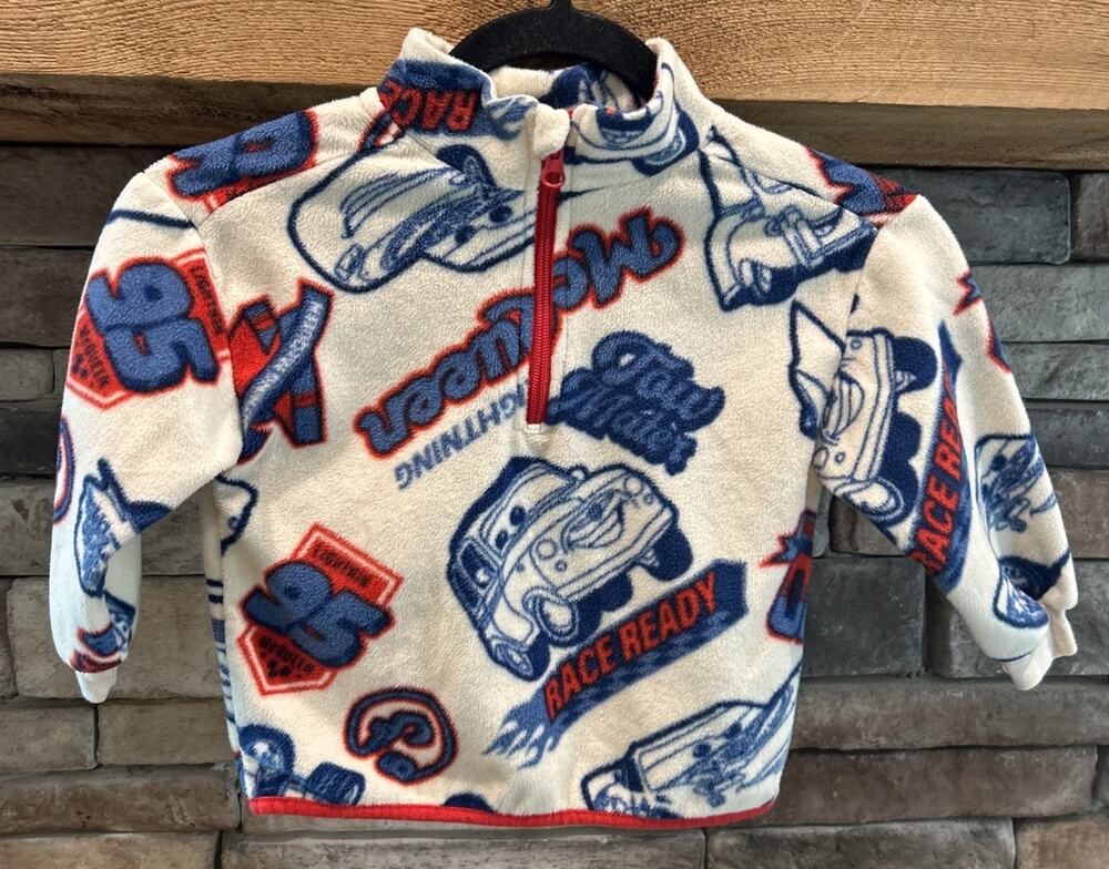 Boys Girls Disney Cars Lightning McQueen 1/4 Zip Pullover Fleece 3T *B3